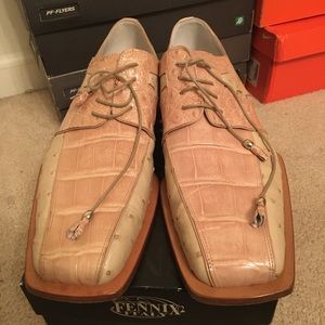 Alligator Ostrich Skin Fennix Italy dress shoes.